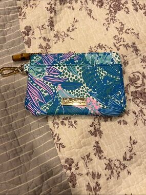 Lilly Pulitzer Floral-Print Blue & Pink Wristlet Pouch